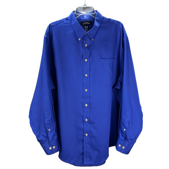 Lands End Outfitters Mens 2XL Button Down Shirt Royal Blue L/S 100% Cotton 2018 - Picture 1 of 12